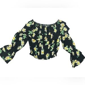Olivaceous Black Daisy Print Blouse